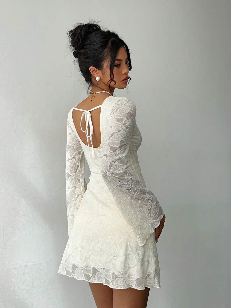Aloruh Women's Romantic Elegant Lukea Lace Long Sleeve Mini Dress Cream,Women Dating Dress,Women Night Out Dress,Summer Dresses For Women, Honeymoon Outfits Woman .Women Wedding Guest Dress. Island Vacation Outfits,Wedding Guest Dress Women ,Sun Dresses For Women ,Elegant Dresses For Party, Birthday Dresses For Women,White Dresses For Women,Id AI-Adha , AI-Adha Party