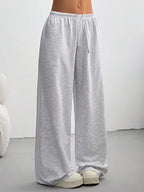 CovetEZ Women's Casual Loose Solid Color Drawstring Waist Sweatpants Wide Leg Sweatpants Graduation,Back To School Outfits,Graduation,Teacher Outfits For Women,Back To School
