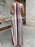 EMERY ROSE Women's Retro Striped Sleeveless Round Neck Dress