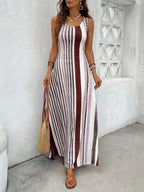 EMERY ROSE Women's Retro Striped Sleeveless Round Neck Dress