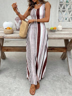 EMERY ROSE Women's Retro Striped Sleeveless Round Neck Dress