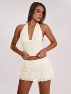 SHEIN BAE Women's Fashionable Sexy Multi-Layer Ruffle Hem Mini Skirt, Summer,Valentine's Day,Valentine Outfits For Women