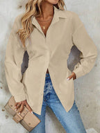Airlisse Women's French Elegant Casual Cinched Waist Ruched Long Sleeve White Blouse, Suitable For Work And School