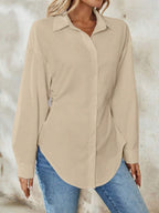 Airlisse Women's French Elegant Casual Cinched Waist Ruched Long Sleeve White Blouse, Suitable For Work And School