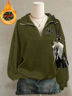 Lalippa Women's Loose Split Zip-Up Hoodie,Graduation,Teacher,Back To School Pullover Fall
