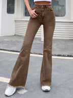 EMERY ROSE Slim Fit Flare Leg Casual Versatile Button Pocket Women Jeans