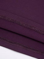 Elegant Deep V-Neck Purple Red Knit Long Sleeve Top, Flared Sleeve Design, Medium Stretch, Suitable For Women Going Out, Spring And Summer