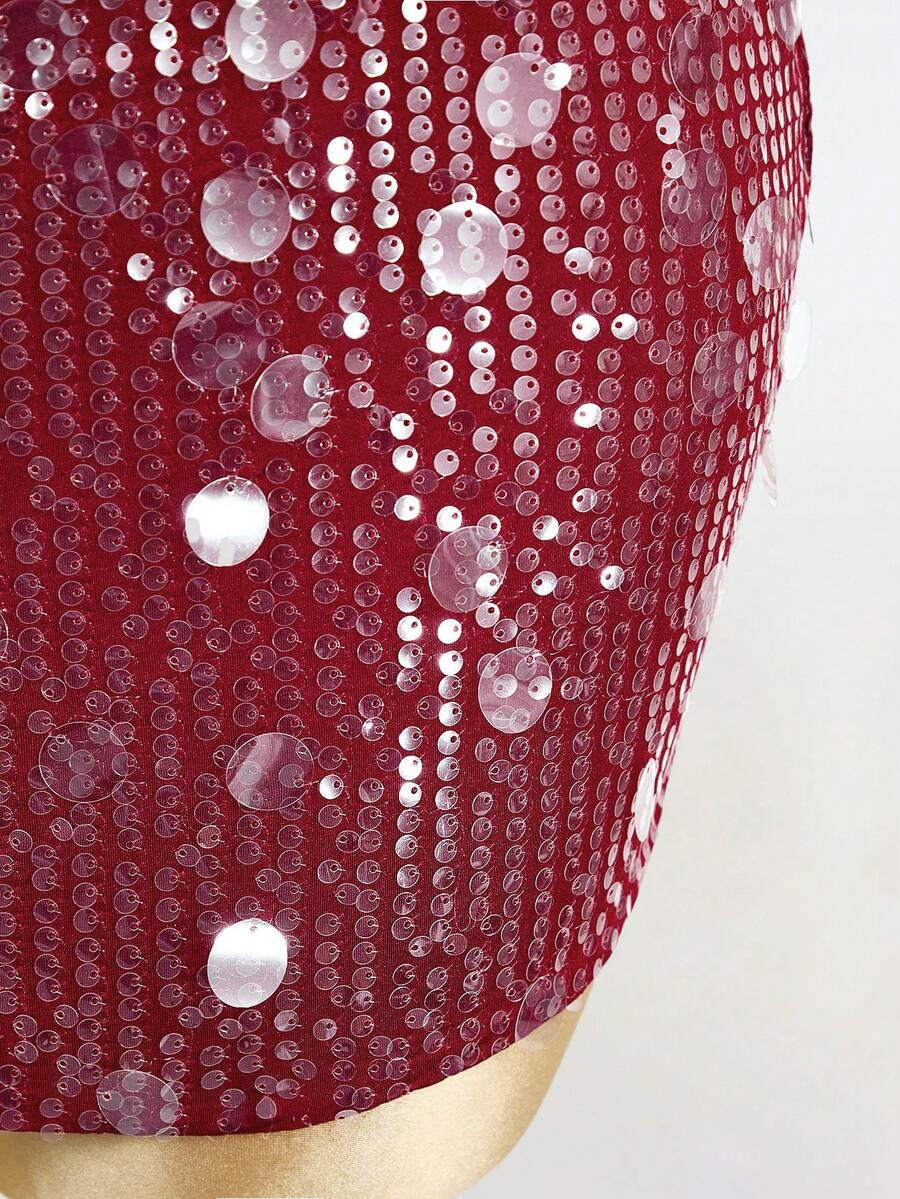 BamGleam Sequin Mini Bodycon Skirt For Holiday Party Clothes