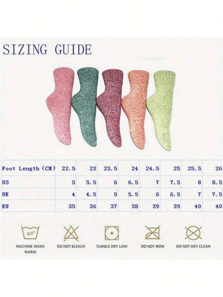 5 Pairs Winter Warmth Sports Socks For Women - Thick Thermal Design For Outdoor Activities In Autumn & Winter, Casual Comfort & Superior Insulation | Autumn Winter New Style/Knit Winter Socks/Christmas Gifts