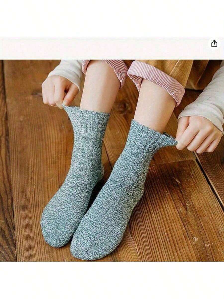 5 Pairs Winter Warmth Sports Socks For Women - Thick Thermal Design For Outdoor Activities In Autumn & Winter, Casual Comfort & Superior Insulation | Autumn Winter New Style/Knit Winter Socks/Christmas Gifts