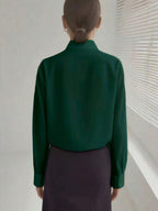 Classic Women's Black Button Detail Long Sleeve Regular Collar Shirt
