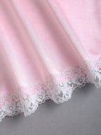 Sweetra Women's Spring Lace Trim V-Neck Fitted A-Line Sexy Pink Dress