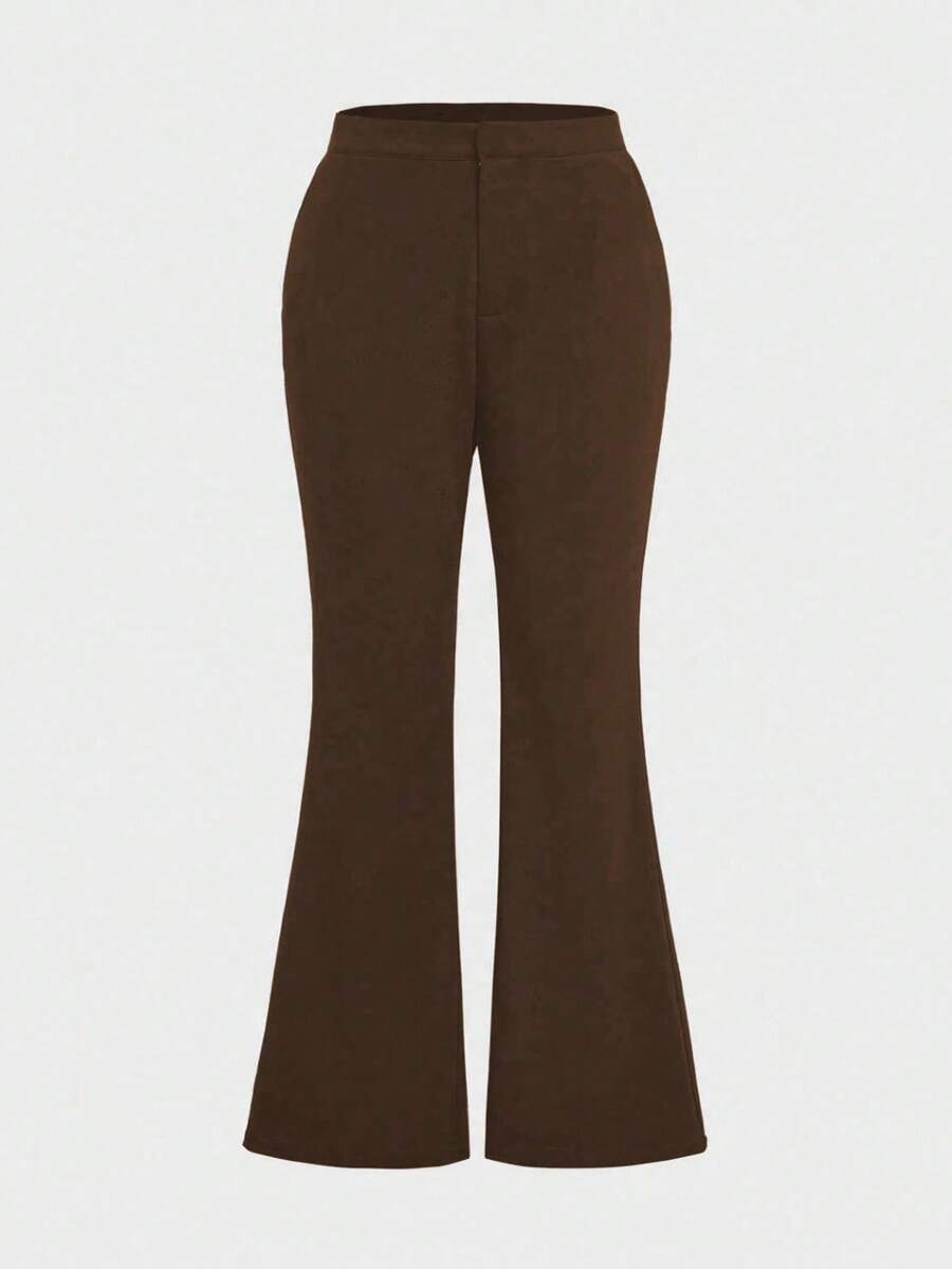 Plus Size Women Elegant High Waist Pocket Slim Fit Casual Everyday Commute Pants
