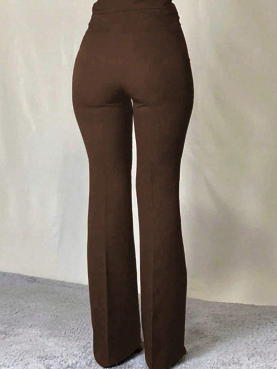 Plus Size Women Elegant High Waist Pocket Slim Fit Casual Everyday Commute Pants