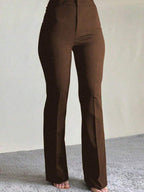 Plus Size Women Elegant High Waist Pocket Slim Fit Casual Everyday Commute Pants