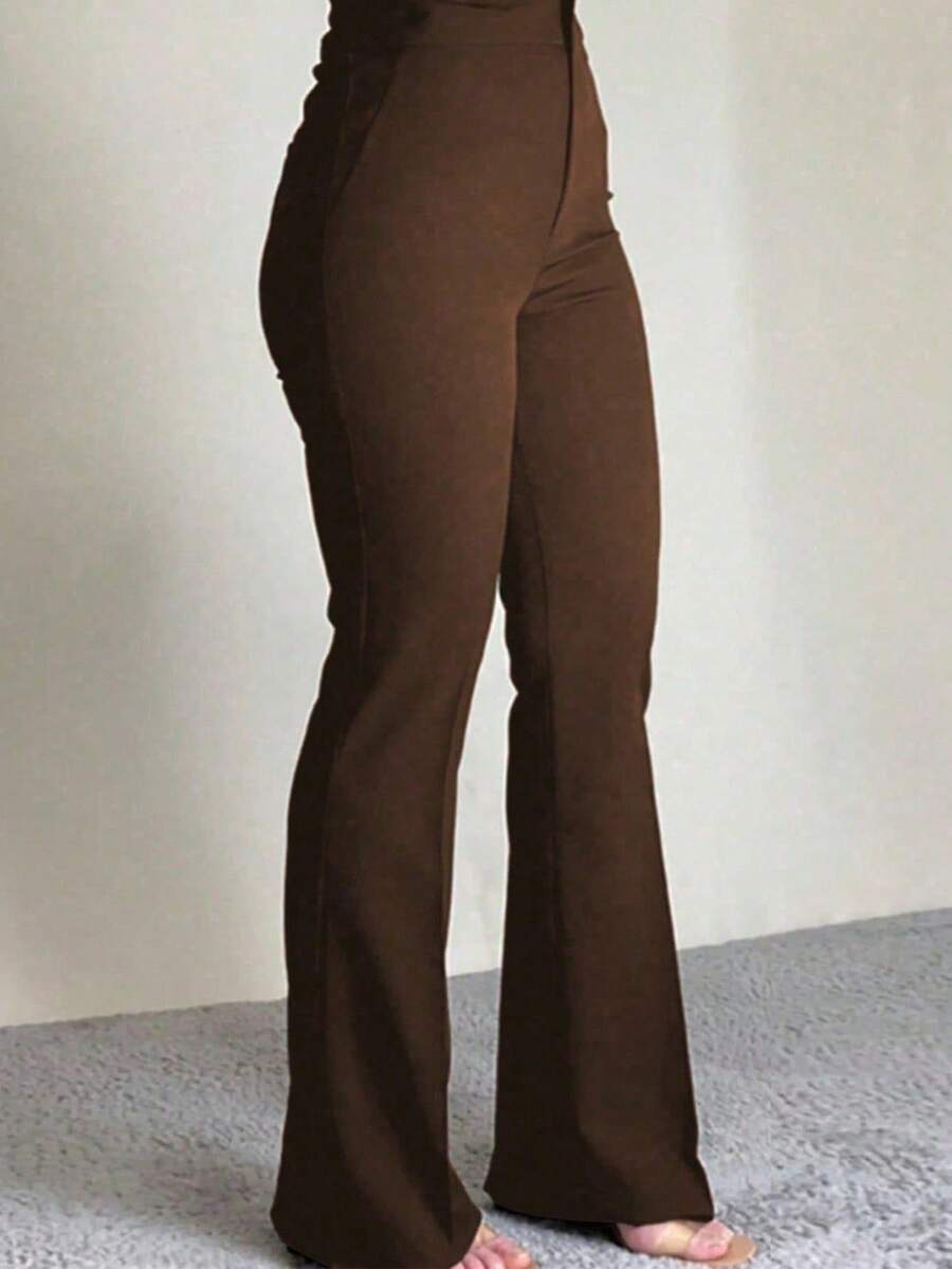 Plus Size Women Elegant High Waist Pocket Slim Fit Casual Everyday Commute Pants