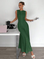 Siren Gaze New  Linen Long Dress For Women, Split Pleated Waist A-Line Dress, Elegant Long Dress, Sun Dresses For Women Holiday Wear, Imitation Linen Flowing Long Dress, Business Casual Women's Wear,Fall Women Clothes Party Summer