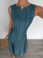 Siren Gaze New  Linen Long Dress For Women, Split Pleated Waist A-Line Dress, Elegant Long Dress, Sun Dresses For Women Holiday Wear, Imitation Linen Flowing Long Dress, Business Casual Women's Wear,Fall Women Clothes Party Summer