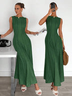 Siren Gaze New  Linen Long Dress For Women, Split Pleated Waist A-Line Dress, Elegant Long Dress, Sun Dresses For Women Holiday Wear, Imitation Linen Flowing Long Dress, Business Casual Women's Wear,Fall Women Clothes Party Summer