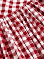 Solstice Apparel Gingham Print Drawstring Ruched Balloon Skirt, High Waist Loose Slim Fit Midi Skirt, Retro Cottagecore Style, Perfect For Daily Commute, Outings & Dates, Spring Summer Versatile Bottoms