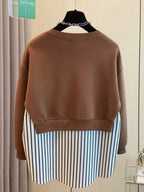 Resyla Women's Casual Everyday Striped Patchwork Crew Neck Sweatshirt, Autumn