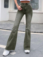 EMERY ROSE Slim Fit Flare Leg Casual Versatile Button Pocket Women Jeans