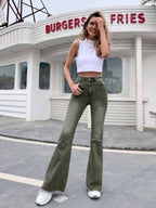 EMERY ROSE Slim Fit Flare Leg Casual Versatile Button Pocket Women Jeans