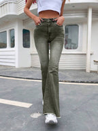 EMERY ROSE Slim Fit Flare Leg Casual Versatile Button Pocket Women Jeans