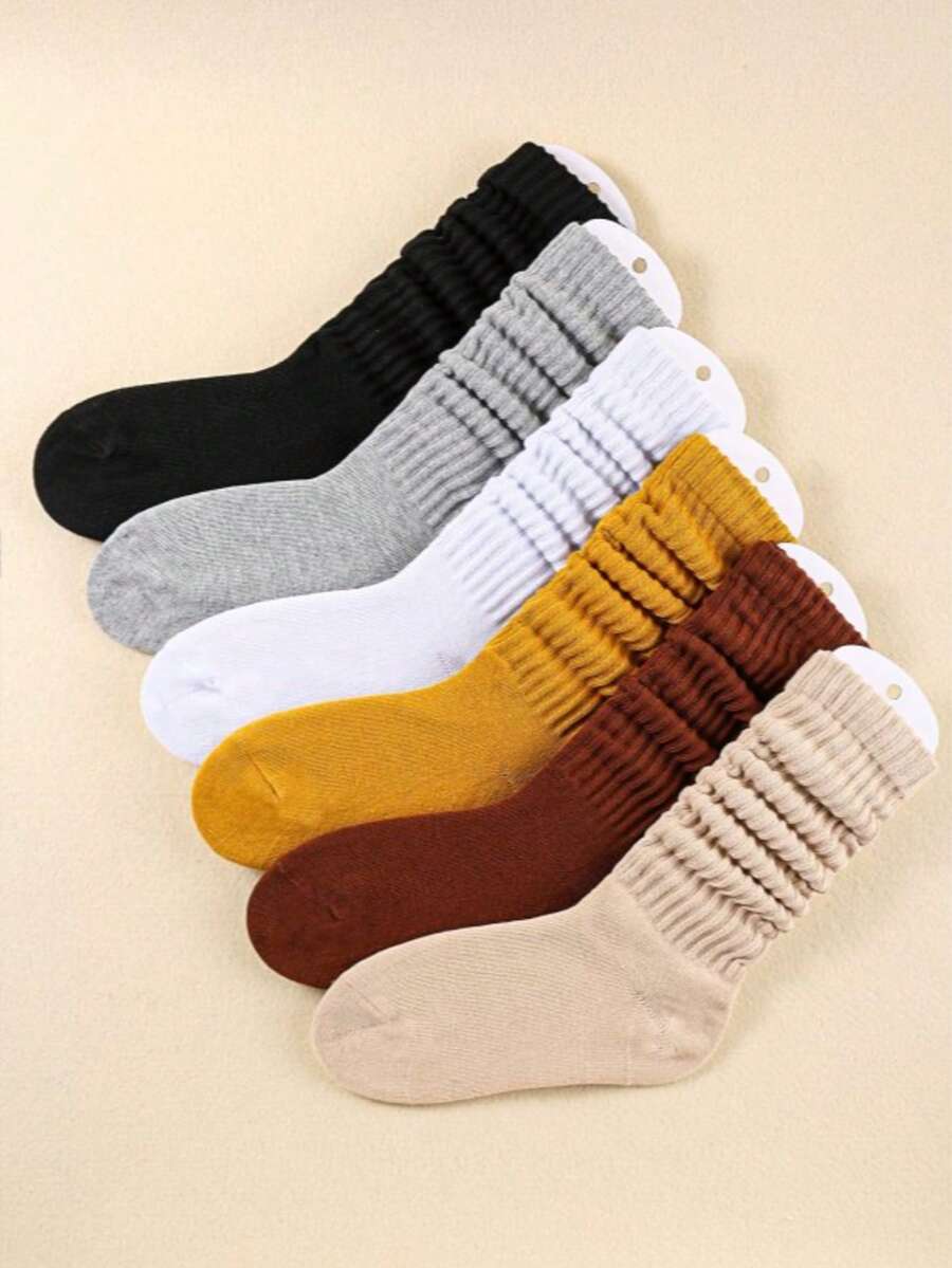 1/3/6 Pairs Women's Fall Autumn Winter Slouch Knit Socks Slouchy Socks Women Scrunch Socks Women Scrunchie Socks Women Crew Socks Delamerican (Apricot, Light Yellow, Khaki, Brown) Compression Socks Comfortable, Warm & Breathable, Fashionable Perfect Gifts For Hiking, Back To School, Halloween & Christmas Xmas, Cozy