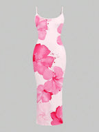 Slaydiva 2025/Summer Outfits For Women/Fall Women Clothes/Summer Dresses For Women/Elegant Dresses For Women/Wedding Guest Dress Women/Vacation Outfits Woman/Going Out/Classy Outfits For Women/Floral Graphic Casual Minimalist Sleeveless Dress Chic Dress