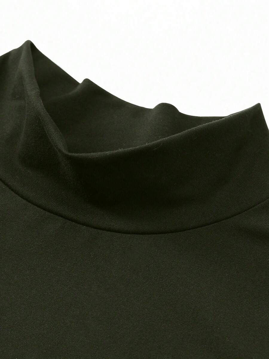 EARO Women's Long Slit Bodycon Dress, High-End Elegant Fashion Casual Versatile Layering Dress, TighRucheded Long Sleeve High Neck Knit Stretchy Mini Dress