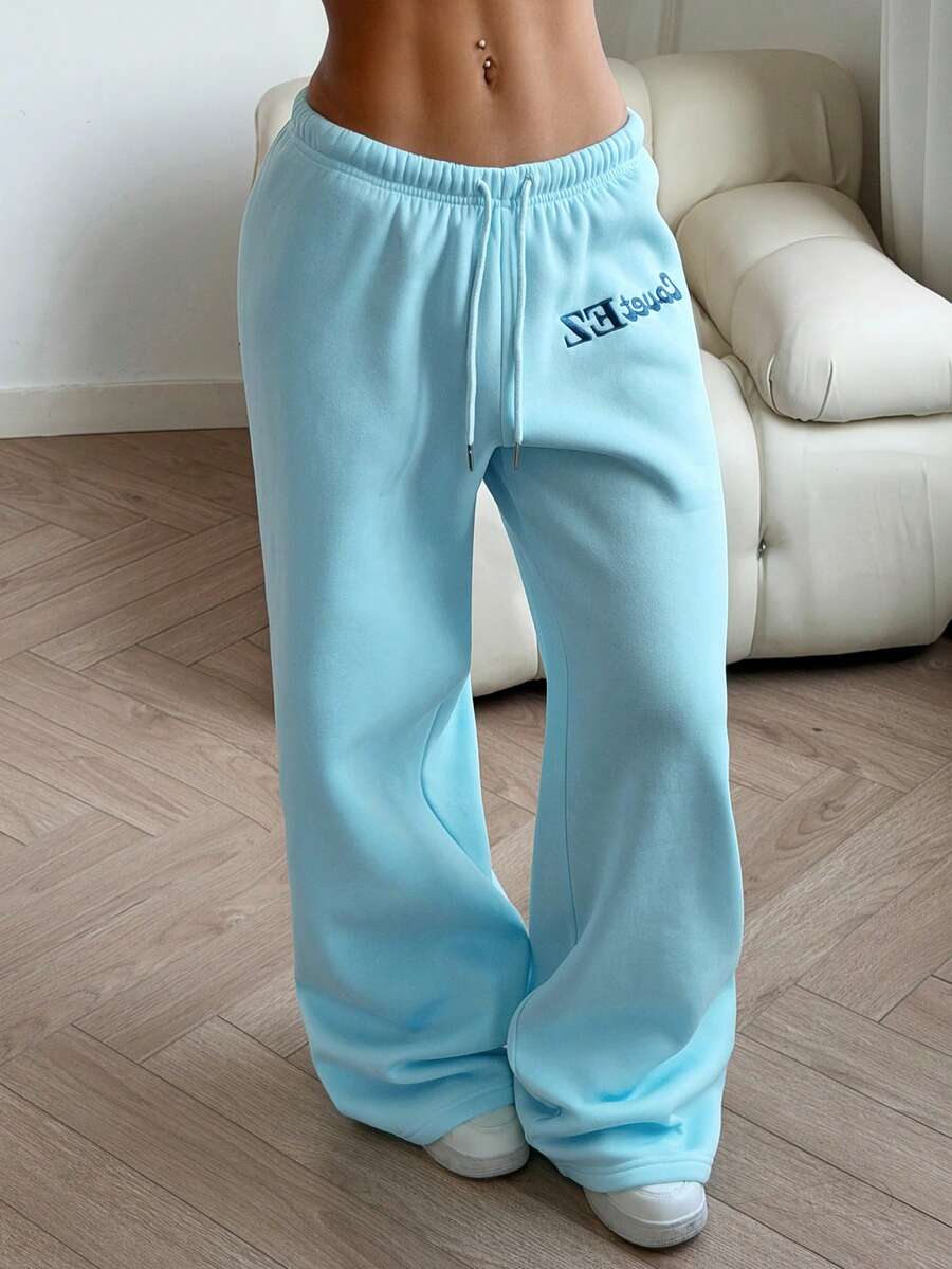 CovetEZ Women's Casual Loose Solid Color Drawstring Waist Sweatpants Wide Leg Sweatpants Graduation,Back To School Outfits,Graduation,Teacher Outfits For Women,Back To School