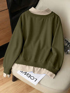 Airaco Women's Contrast Color Block Collar Long Sleeve Half-Zip Casual Pullover Sweatshirt