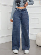 SHEIN ICON Casual Relaxed-Fit High-Waist Straight Leg Denim Jeans