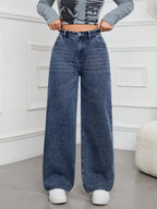 SHEIN ICON Casual Relaxed-Fit High-Waist Straight Leg Denim Jeans
