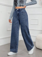 SHEIN ICON Casual Relaxed-Fit High-Waist Straight Leg Denim Jeans