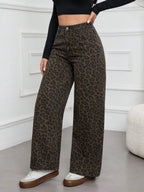 SHEIN ICON Casual Relaxed-Fit High-Waist Straight Leg Denim Jeans