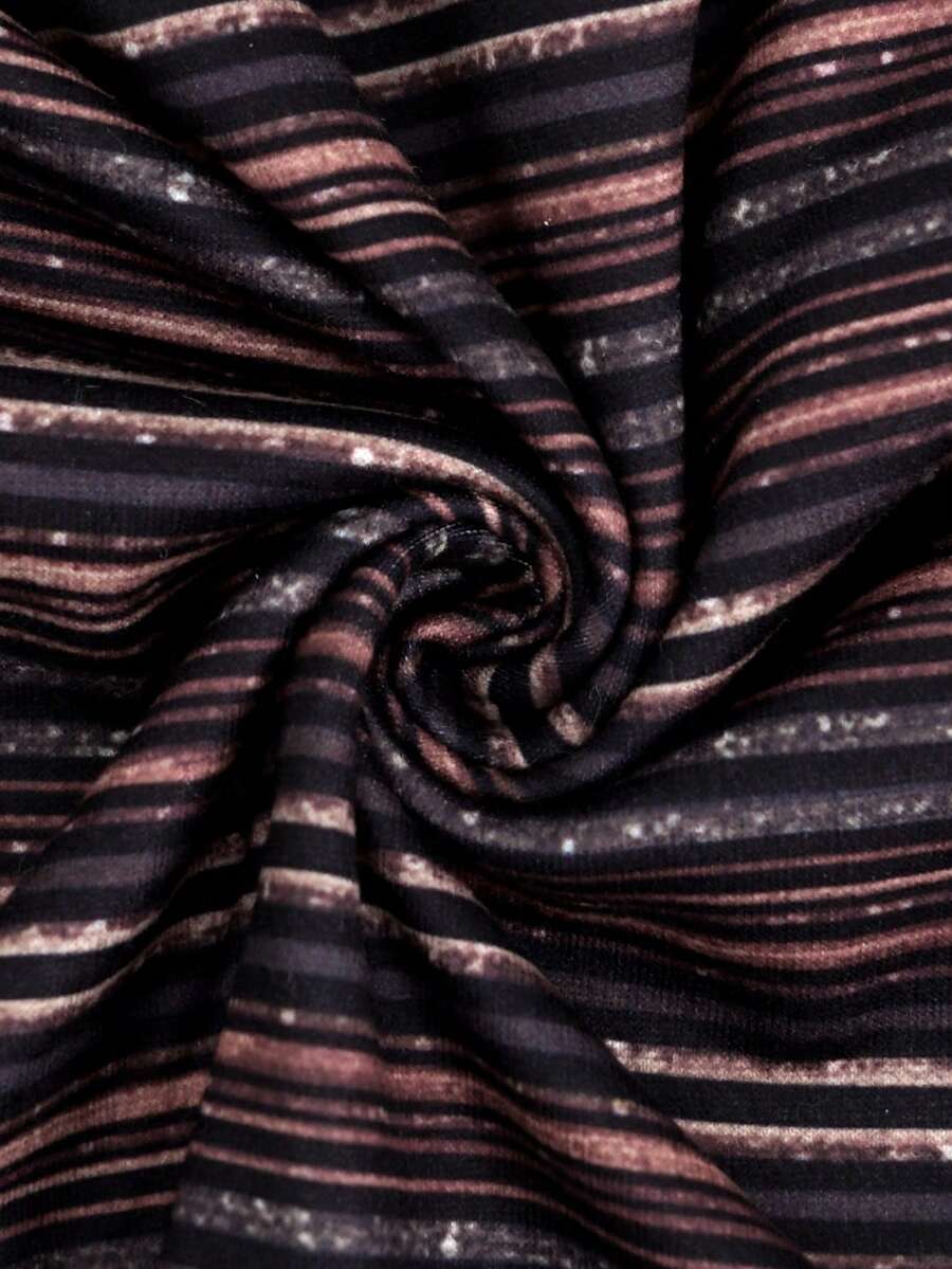 Women's Sleeveless Striped Print Turtleneck Top