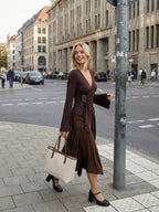 SHEIN MOD High Waist Ruffle Asymmetrical Hem Skirt Brown Midi Skirt Tie Skirt Wrap Skirt Asymmetrical Skirt Brown Tie Skirt