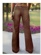 Women's Wide Leg Flared Jeans With Diamond Shaped Front Pockets