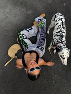 Muchica Women's White Striped Knitted Sweatpants Extra Long Straight Leg Pink Side Stripe Loose Fit Casual Track Pants For Everyday Wear White Beach Pants White Wide Leg Pants Women Wide Pants Wide Leg Summer Pants Palazzo Pants Women White Track Pants Women
