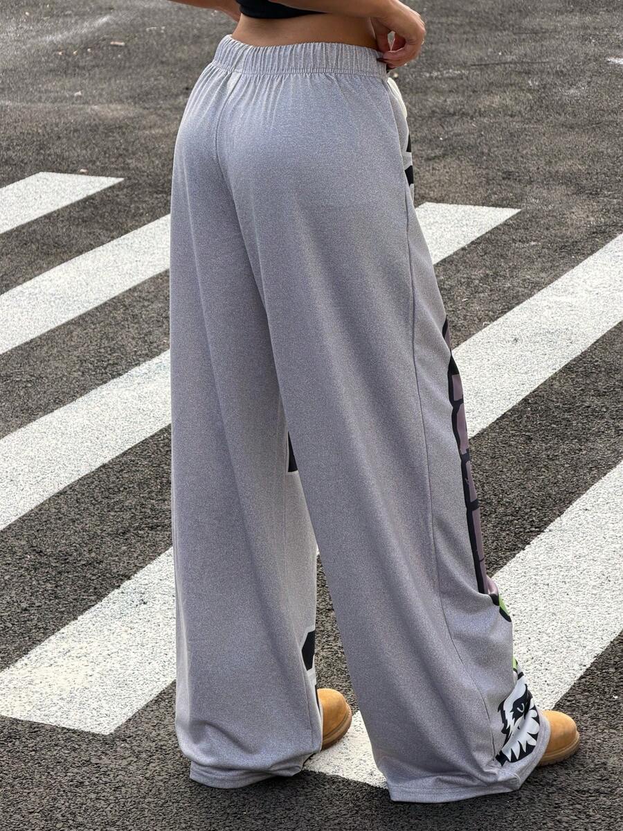 Muchica Women's White Striped Knitted Sweatpants Extra Long Straight Leg Pink Side Stripe Loose Fit Casual Track Pants For Everyday Wear White Beach Pants White Wide Leg Pants Women Wide Pants Wide Leg Summer Pants Palazzo Pants Women White Track Pants Women