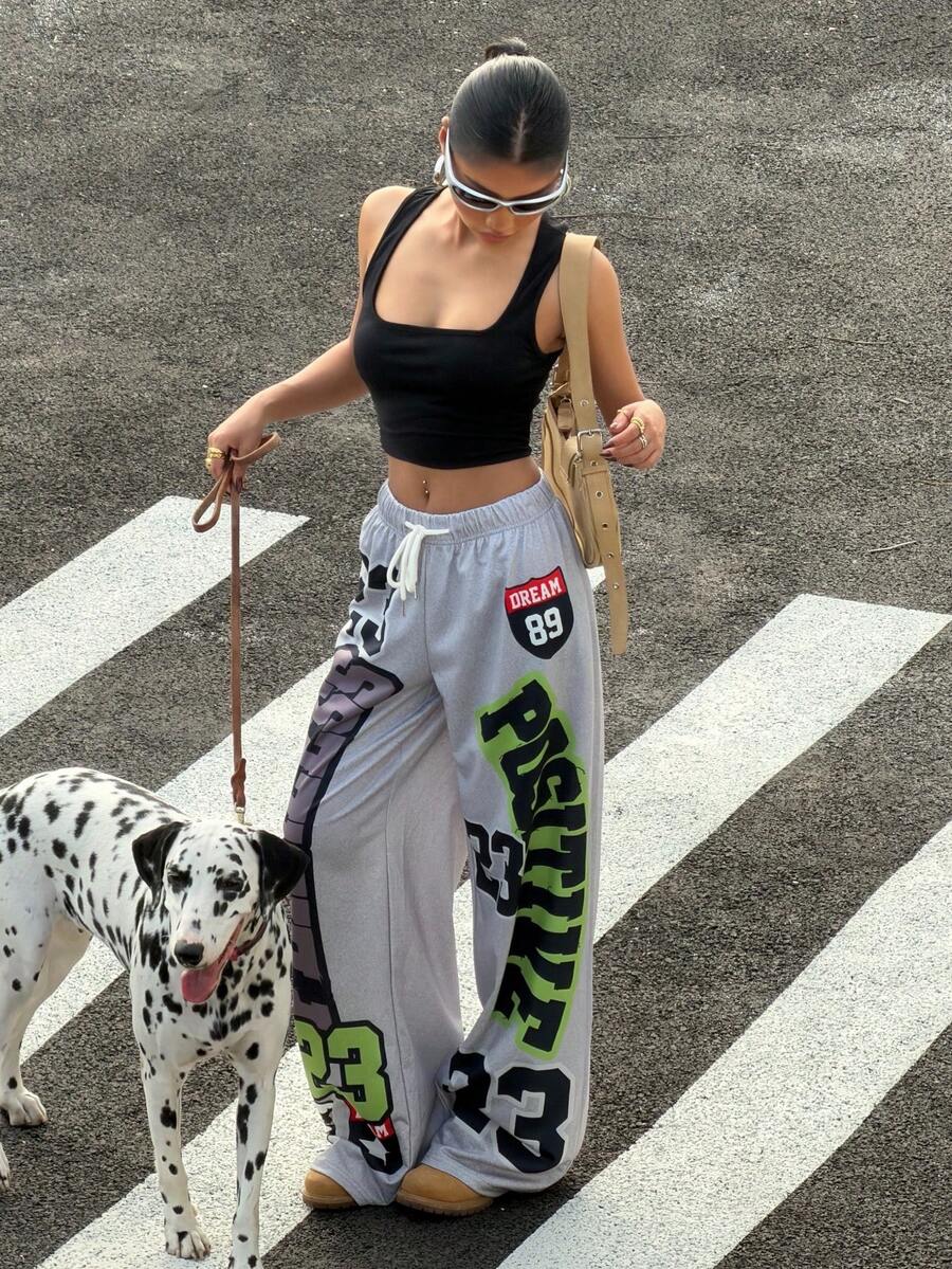 Muchica Women's White Striped Knitted Sweatpants Extra Long Straight Leg Pink Side Stripe Loose Fit Casual Track Pants For Everyday Wear White Beach Pants White Wide Leg Pants Women Wide Pants Wide Leg Summer Pants Palazzo Pants Women White Track Pants Women