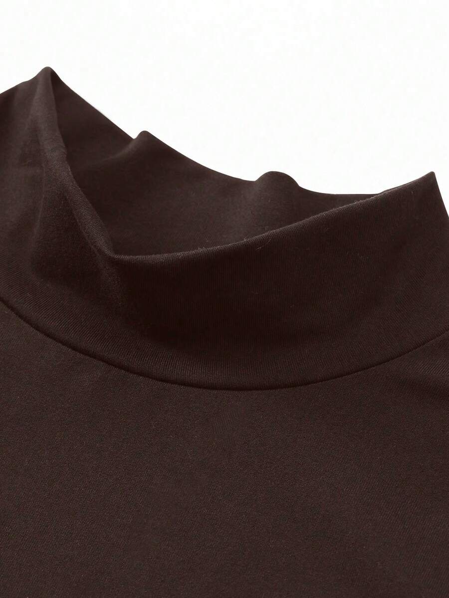 EARO Women's Long Slit Bodycon Dress, High-End Elegant Fashion Casual Versatile Layering Dress, TighRucheded Long Sleeve High Neck Knit Stretchy Mini Dress