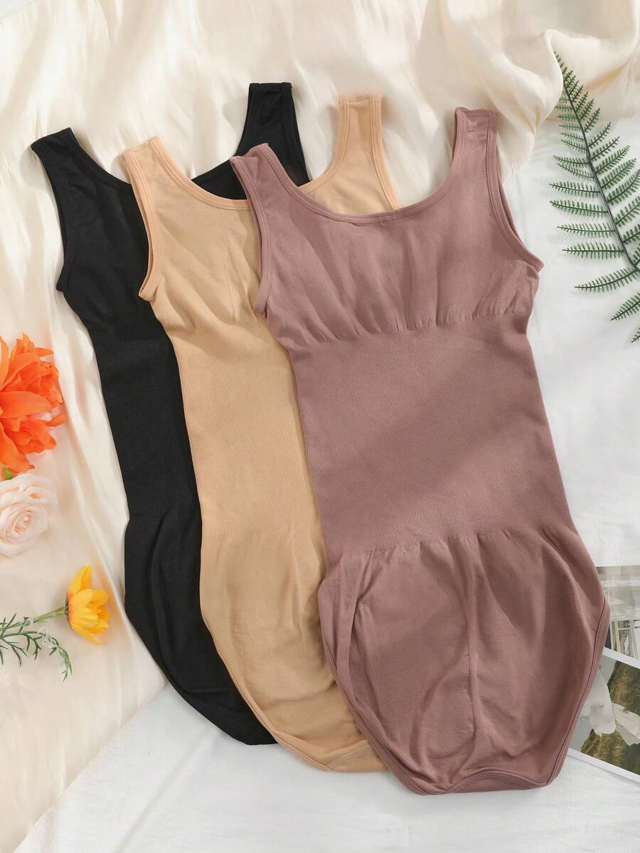 3 Pieces Of Seamless High-Waisted Body Shapewear Shaping One-Piece Pants, With An Opening At The Crotch For Easy On And Off - A Pair Of Stretchy Pants Designed To Shape The Body, Enhance The Hip Line, Control Abdominal Fat, And Boost The Bust. The Material Is A Knitted Breathable Elastic Fabric.