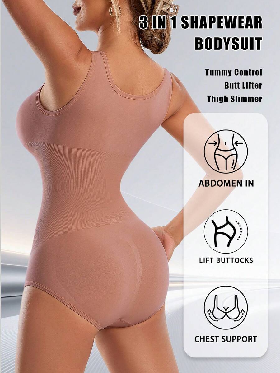 3 Pieces Of Seamless High-Waisted Body Shapewear Shaping One-Piece Pants, With An Opening At The Crotch For Easy On And Off - A Pair Of Stretchy Pants Designed To Shape The Body, Enhance The Hip Line, Control Abdominal Fat, And Boost The Bust. The Material Is A Knitted Breathable Elastic Fabric.