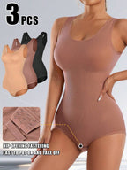 3 Pieces Of Seamless High-Waisted Body Shapewear Shaping One-Piece Pants, With An Opening At The Crotch For Easy On And Off - A Pair Of Stretchy Pants Designed To Shape The Body, Enhance The Hip Line, Control Abdominal Fat, And Boost The Bust. The Material Is A Knitted Breathable Elastic Fabric.