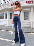 EMERY ROSE Slim Fit Flare Leg Casual Versatile Button Pocket Women Jeans