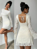 Aloruh Women's Romantic Elegant Lukea Lace Long Sleeve Mini Dress Cream,Women Dating Dress,Women Night Out Dress,Summer Dresses For Women, Honeymoon Outfits Woman .Women Wedding Guest Dress. Island Vacation Outfits,Wedding Guest Dress Women ,Sun Dresses For Women ,Elegant Dresses For Party, Birthday Dresses For Women,White Dresses For Women,Id AI-Adha , AI-Adha Party