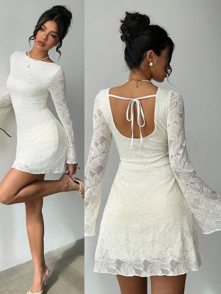 Aloruh Women's Romantic Elegant Lukea Lace Long Sleeve Mini Dress Cream,Women Dating Dress,Women Night Out Dress,Summer Dresses For Women, Honeymoon Outfits Woman .Women Wedding Guest Dress. Island Vacation Outfits,Wedding Guest Dress Women ,Sun Dresses For Women ,Elegant Dresses For Party, Birthday Dresses For Women,White Dresses For Women,Id AI-Adha , AI-Adha Party